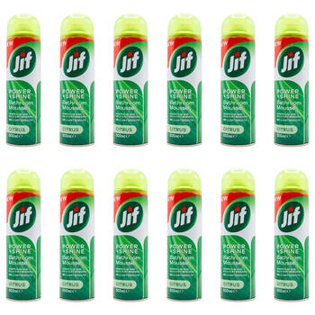 12PK Jif 500ml Bathroom Power & Shine Mousse Surface Cleaner