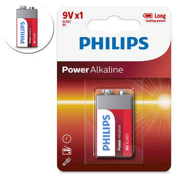 Philips 9V Power Alkaline Battery 6LR61 -  Long Lasting