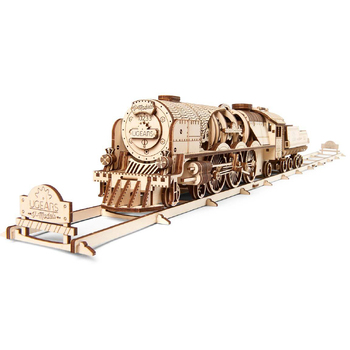 Ugears V-Express Steam Train with Tender Wooden 3D Puzzle 38pc