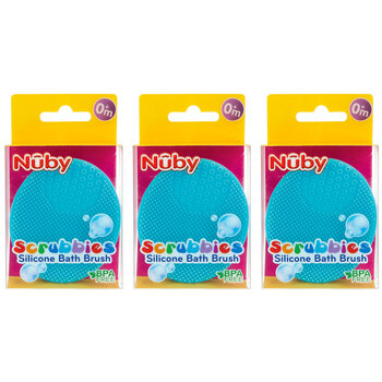 3PK Nuby Scrubbies Silicone Bath Time Body Brush Assorted