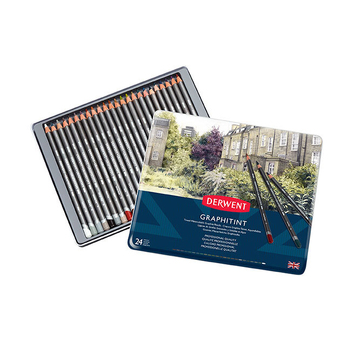 24PK Derwent Graphitint Drawing/Colouring Pencil Tin