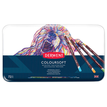 72PK Derwent Coloursoft Drawing/Colouring Pencil Tin