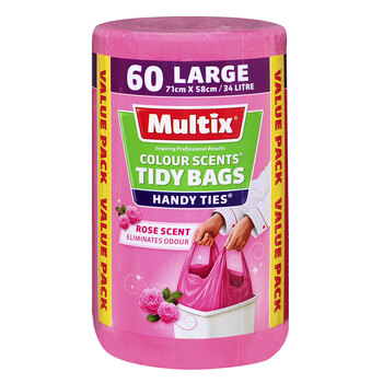 60pc Multix Rose Scent Tidy Bags Large 34 Litre 71 x 58cm