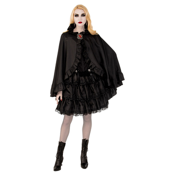 Women/Ladies Satin Cape Halloween Party Costume - Black