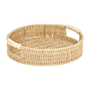 Annabel Trends Papier Woven Tray w/ Handle Round 30x6.5cm - Natural