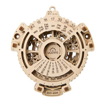 24pc Ugears Date Navigator 2.0 3D Wooden Toy 10.5x9.8cm - Brown 8y+