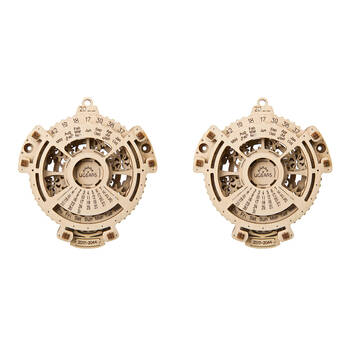 2x 24pc Ugears Date Navigator 2.0 3D Wooden Toy 10.5x9.8cm - Brown 8y+