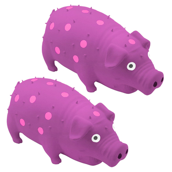 2PK Paws & Claws 21cm Oinky Pig Latex Pet Toy Assorted 