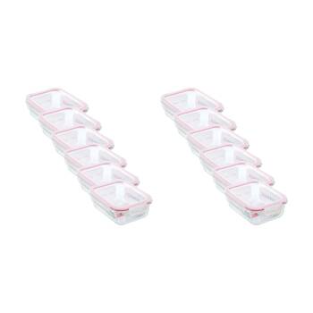12PK Lemon and Lime Yorkshire Glass Rectangle Clip Seal Container 1L Food Safe