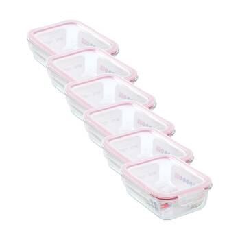 6PK Lemon and Lime Yorkshire Glass Rectangle Clip Seal Container 1L Food Safe