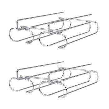 2PK Bartender Chrome Plated Undershelf 2-Rail Stemware Rack - Silver
