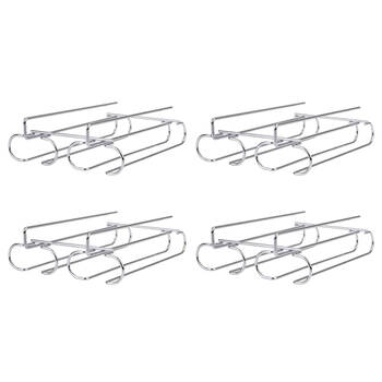 4PK Bartender Chrome Plated Undershelf 2-Rail Stemware Rack - Silver