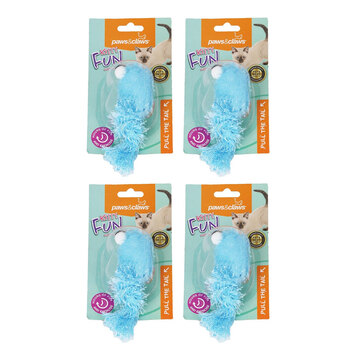 4PK Paws & Claws Googly Vibrating Mouse Cat Toy 22x5x4cm Assorted