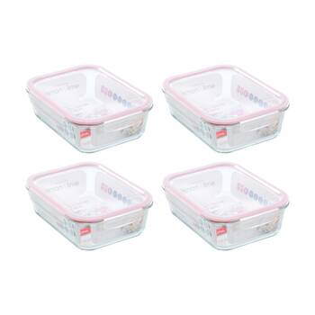 4PK Lemon and Lime Yorkshire Glass Rectangle Clip Seal Container 2.7L Food Safe