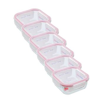 6PK Lemon and Lime Yorkshire Glass Square Clip Seal Container 1.2L Food Safe