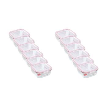 12PK Lemon and Lime Yorkshire Glass Square Clip Seal Container 800ml Food Safe