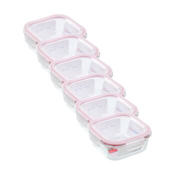 6PK Lemon and Lime Yorkshire Glass Square Clip Seal Container 800ml Food Safe