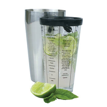 Bartender Boston Cocktail Drink Shaker w/ Recipes 750ml Stainless Steel/Glass