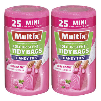 2x 25pc Multix Rose Scent Tidy Bags 10 Litre 37 x 44cm