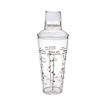 Bartender Acrylic Cobbler Design Cocktail Drink Shaker 750ml Clear