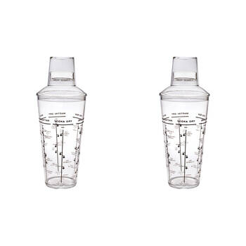 2PK Bartender Acrylic Cobbler Design Cocktail Drink Shaker 750ml Clear