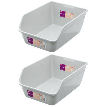 2PK Paws & Claws High Wall Cat Litter Tray - Grey