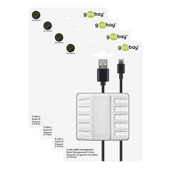 8pc Goobay 5-Slot Cable/Tie Management Organiser - White