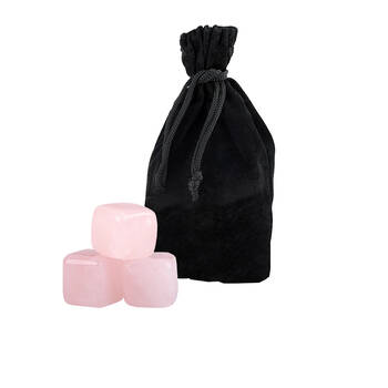 6pc Bartender Rose Quartz Gin Stones Set w/ Velvet Pouch