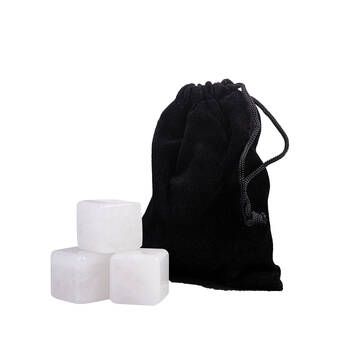 6pc Bartender White Jade Gin Stones Set w/ Velvet Pouch