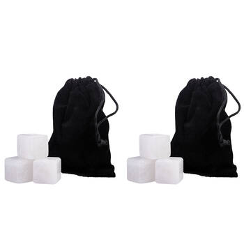 2x 6pc Bartender White Jade Gin Stones Set w/ Velvet Pouch