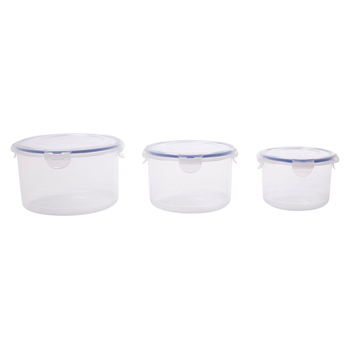 3PK Lock & Lock Airtight Classic Round Food Container Set - Clear