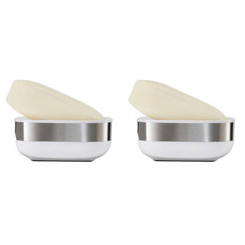 2PK Joseph Joseph Slim Steel Compact Soap Dish - White