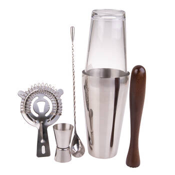 5pc Bartender Stainless Steel Cocktail Set - Silver