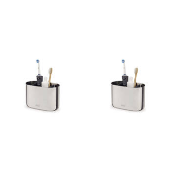 2PK Joseph & Joseph EasyStore 17.5cm Luxe Toothbrush Caddy Large - Steel