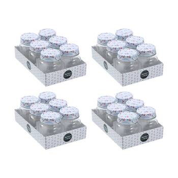 4x 6pc Lemon and Lime Roma Cherry Stripe Deco Conserve Jar 180ml Food Safe