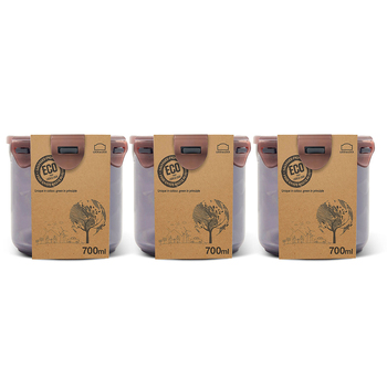 3PK LocknLock 700ml Eco Round Airtight Food Container Set - Tall