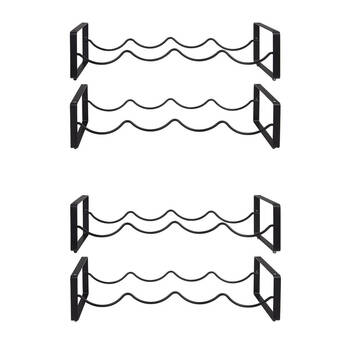 2PK Bartender Steel 2-Tier 8-Bottle Stackable Wine Rack - Black