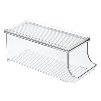 iDesign Fridge Binz 35.15x14.73cm Soda Holder Organiser w/ Lid - Clear