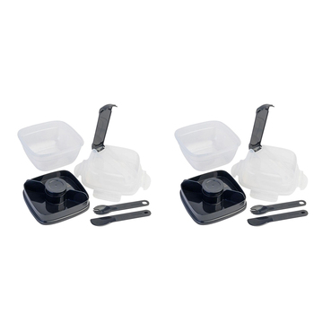 2PK LocknLock 2in1 To-Go 1.5L Salad Container w/ Spoon/Fork - Black