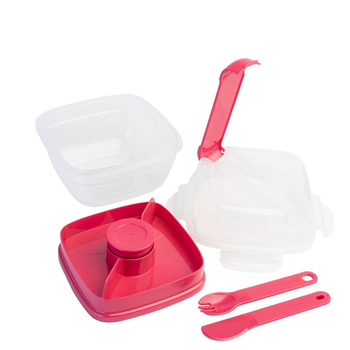 LocknLock 2in1 To-Go 1.5L Salad Container w/ Spoon/Fork - Hot Pink