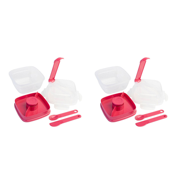 2PK LocknLock 2in1 To-Go 1.5L Salad Container w/ Spoon/Fork - Hot Pink