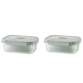 2x 3pc LocknLock Nestopia 500ml/2.7L Rectangular Container Set - Clear/Green