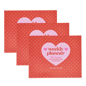 3PK Annabel Trends Weekly Planner Pad Writing School Staionery 25cm Heart