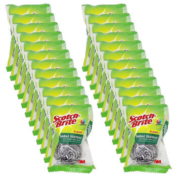 24PK Scotch Brite Stainless Steel Scrubbing Pad Durable Heavy Duty Cleaning