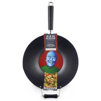 Ken Hom Large Wok Professional Carbon Steel  Kitchen Pan 35cm Black