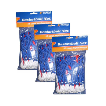 3PK Regent Basketball Ring/Rim Net Official Size - Red/White/Blue