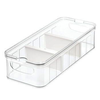 iDesign Crisp Large Divided Fridge Bin 38 x 16.5 x 9.5cm Clear