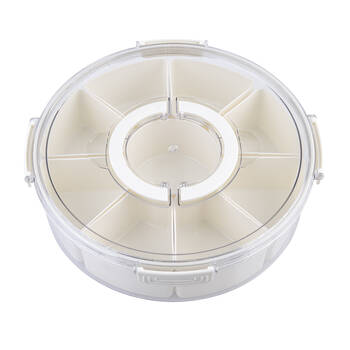 Pizzazz 9-Compartment Grazing Box w/ Carry Handles Round - Cream
