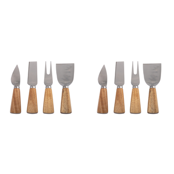 8pc Pizzazz Mini Cheese Knives w/ Acacia Wood Handle