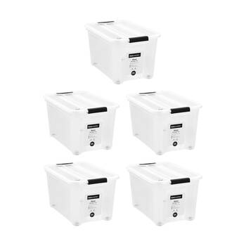 5PK Boxsweden Stow Storage Container 32L w/ Wheels 49.5x33.5x28cm Organisation